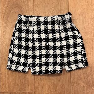 Zara High Waist Checkered Shorts - Black and White